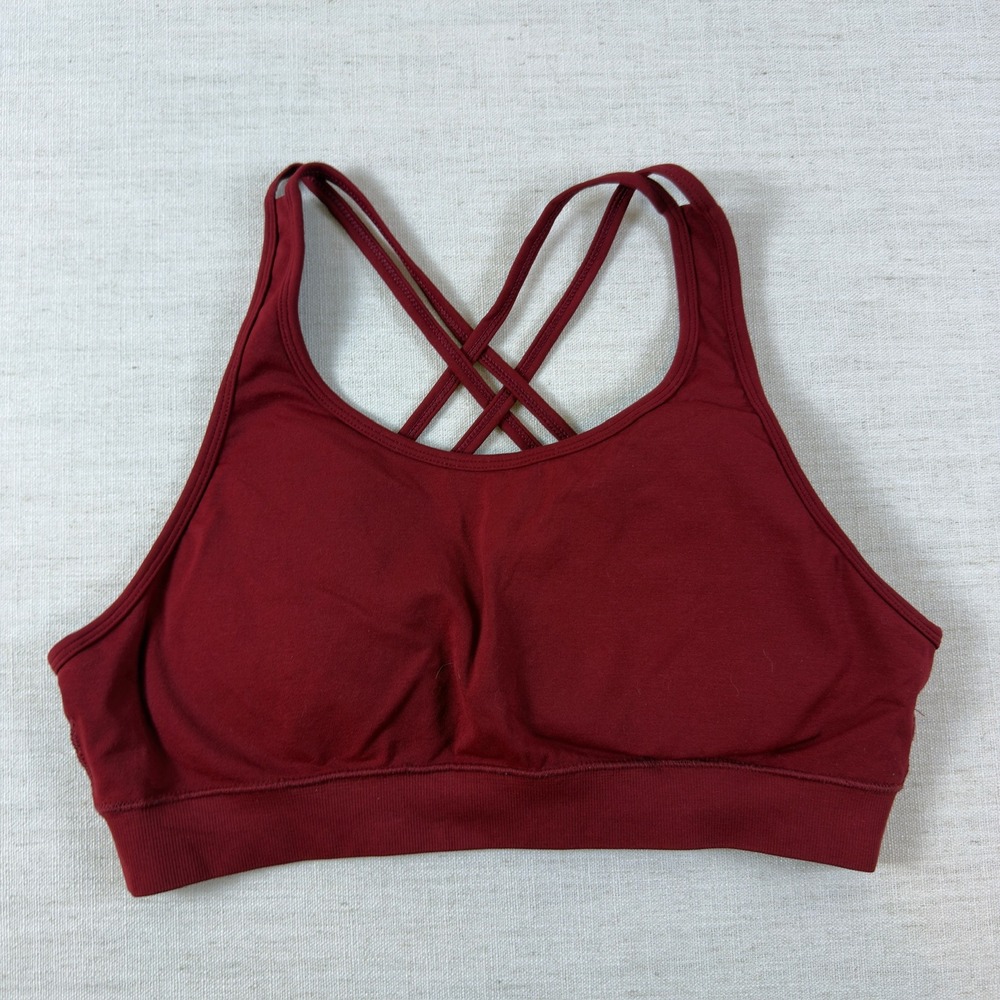 Alphalete Womens 2XL Dark Red Strappy Crisscross Back Sports Bra Workout Top